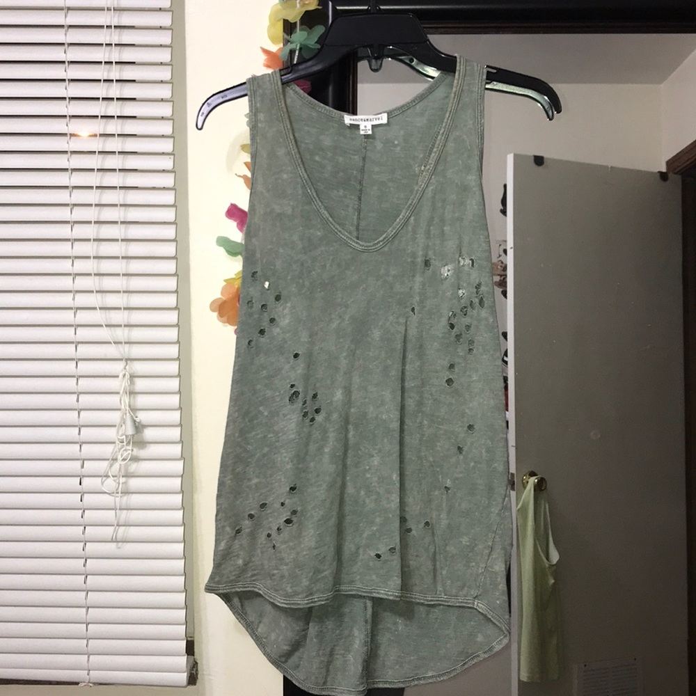 Sage Green Tank Top with Small Rips